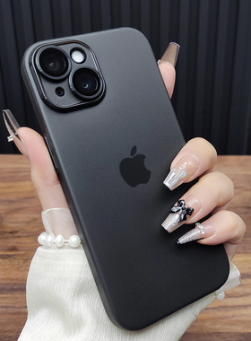 适用苹果16手机壳iPhone15ProMax自带合金玻璃镜头膜14Plus肤感磨砂13超薄全包12保护套时尚B18