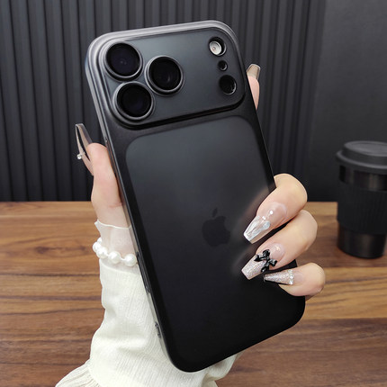 适用苹果17ProMax手机壳iPhone16玻璃镜头膜15Plus肤感磨砂14超薄硬壳13防摔哑光电镀12个性保护套D13