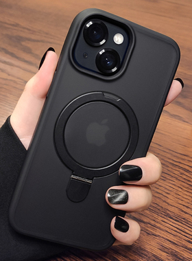 适用苹果17手机壳iPhone16ProMax肤感磨砂15Pro自带金属镜头膜14防摔磁吸13金属折叠支架12防指纹17air硅胶11