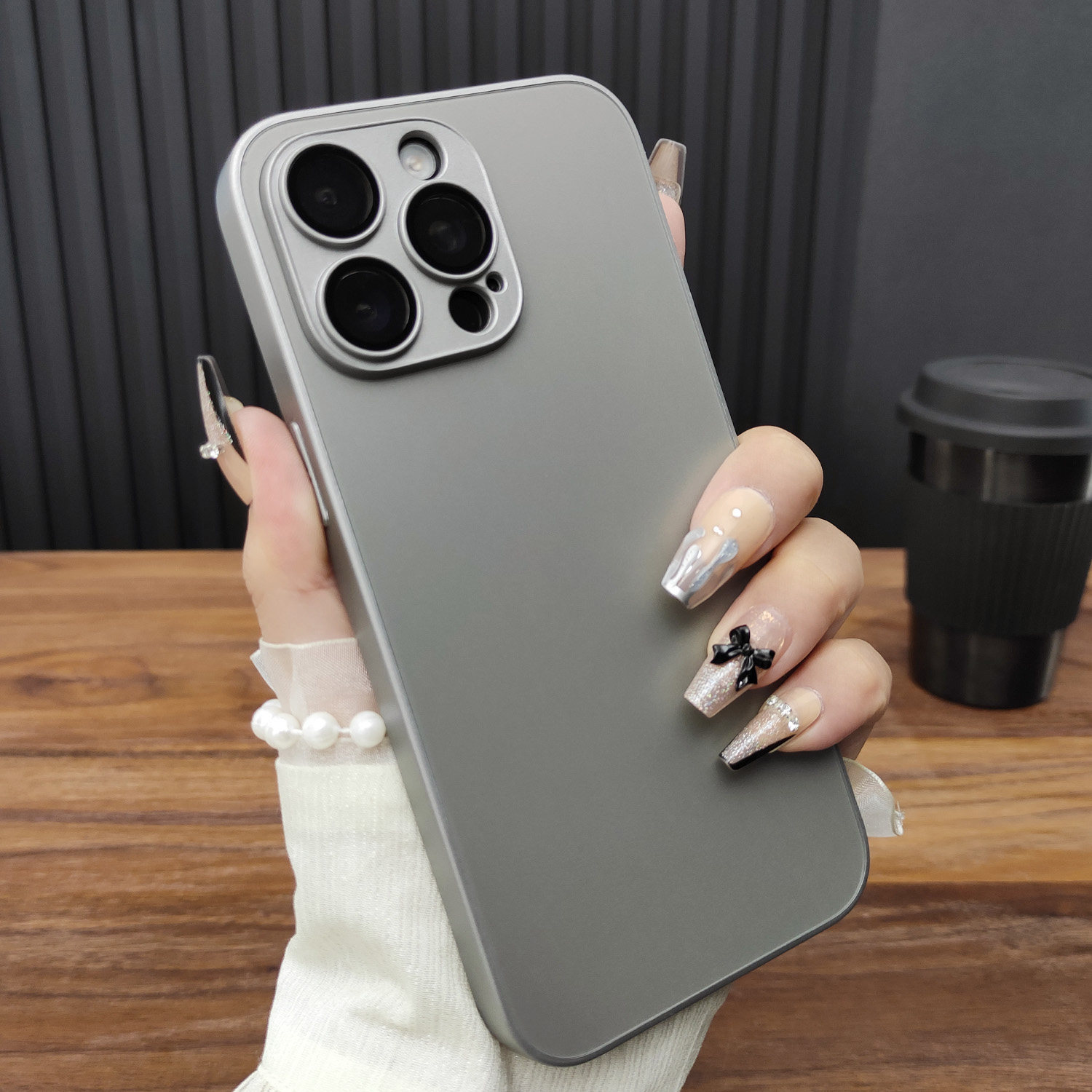 适用苹果17手机壳iPhone16ProMax钢化玻璃13Pro磨砂玻璃14全包超薄防摔12AG硅胶直边11自带镜头膜15原色灰B07