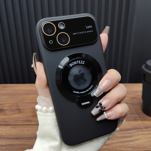 适用苹果17手机壳iPhone16ProMax一体玻璃镜头膜14Plus折叠支架13磁吸充电12防摔全包15硬壳保护套时尚C56