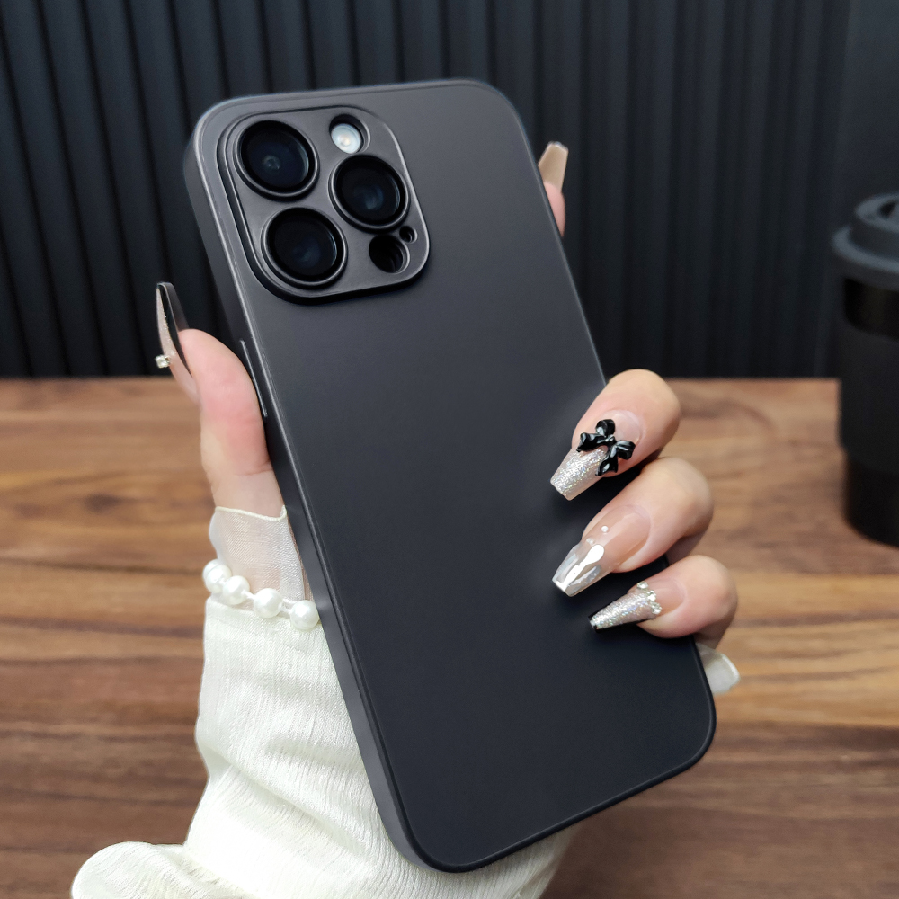 适用苹果16手机壳iPhone15ProMax钢化玻璃13Pro磨砂玻璃14全包超薄防摔12AG磨砂玻璃直边11自带镜头膜简约B07