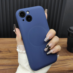 适用苹果16ProMax手机壳iPhone15纯平镜头14Plus液态硅胶13磁吸充电12时尚 防摔全包保护套深海蓝D28