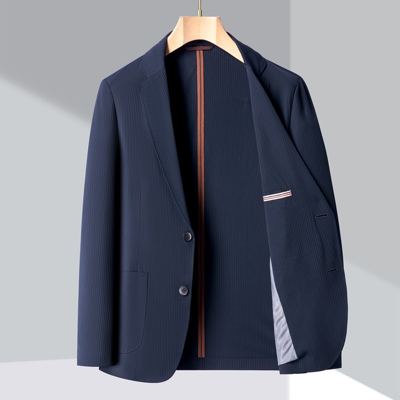 轻奢商务休闲西装外套男中年薄款单西深蓝色长袖标准版型西服西装,男装,休闲西服,淘宝优惠券,粉丝福利购,淘宝优惠卷