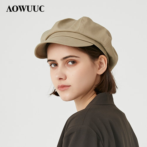 aowuuc女报童帽复古贝雷帽八角帽