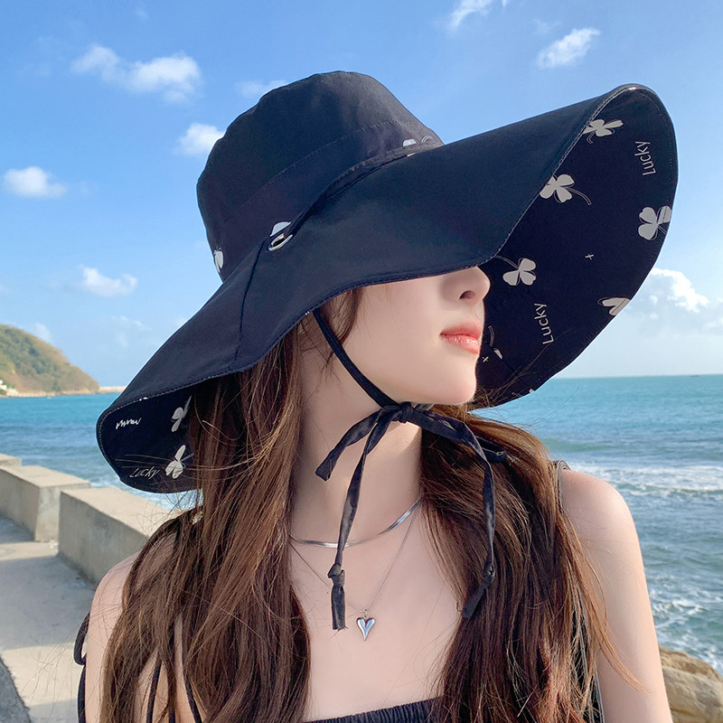 2025新款渔夫帽女款夏季简约百搭双面防晒帽子显脸小可折叠太阳帽