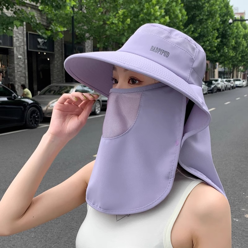 博宝妮新款户外全包围防晒帽女士遮脸防紫外线大帽檐遮阳渔夫帽
