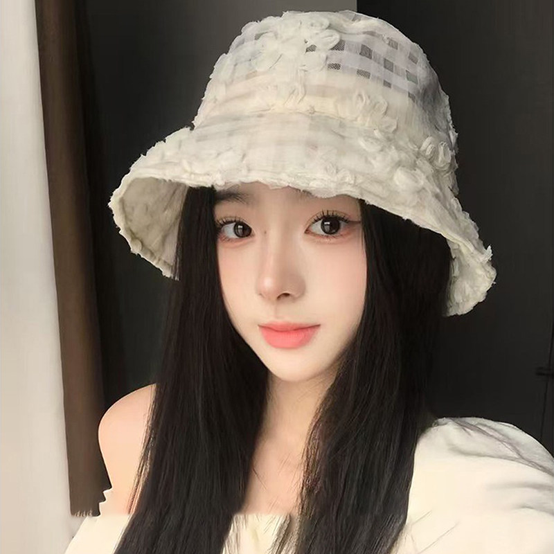 法式蕾丝花朵渔夫帽女夏显脸小