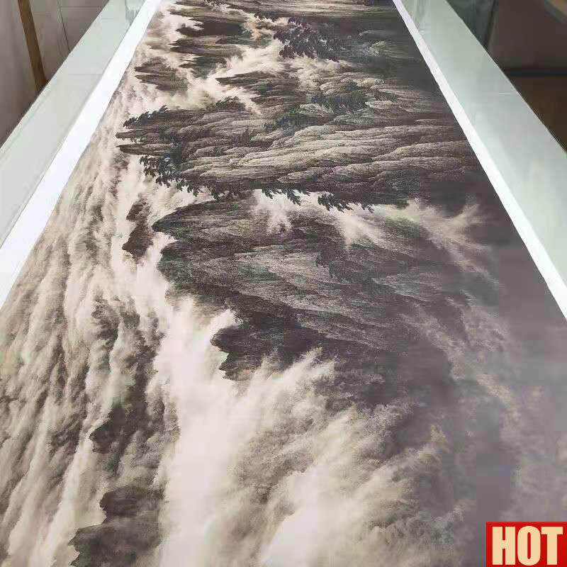 希源山水国画真w迹黄山近代书画高清微喷横幅彷真复制酒店装饰画