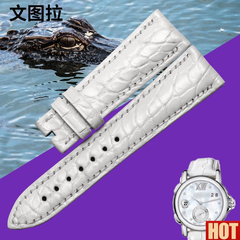 图拉美洲鳄鱼皮 代用雅典表双时区243-2n2专用手表带真皮表带女