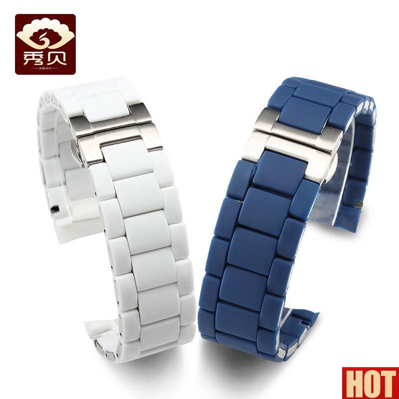 带 适配Emporio ArmNani 阿玛尼AR5859 宝珀五十寻蓝色表带23mm
