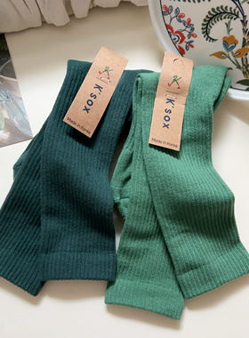 韩国K‘SOX秋冬长筒袜松石绿色堆堆袜百搭毛巾底牛油果绿色瑜伽袜