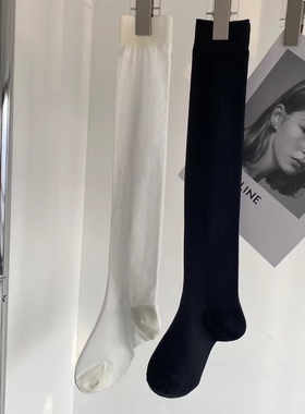夏季超薄款黑色白色小腿袜ins潮款百搭及膝JK240针显瘦透明长筒袜