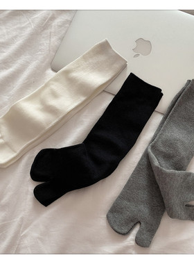 棉质百搭潮款分趾袜糖果色可爱猪蹄袜子黑色日系学院风二趾袜女袜