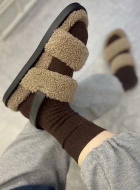 咖色袜子女ins时尚百搭中筒袜针织弹力黑色白色堆堆袜学院风女袜