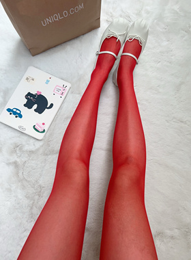 春夏明星同款正红色连裤丝袜超薄透肉纯欲辣妹红色性感丝袜女神袜