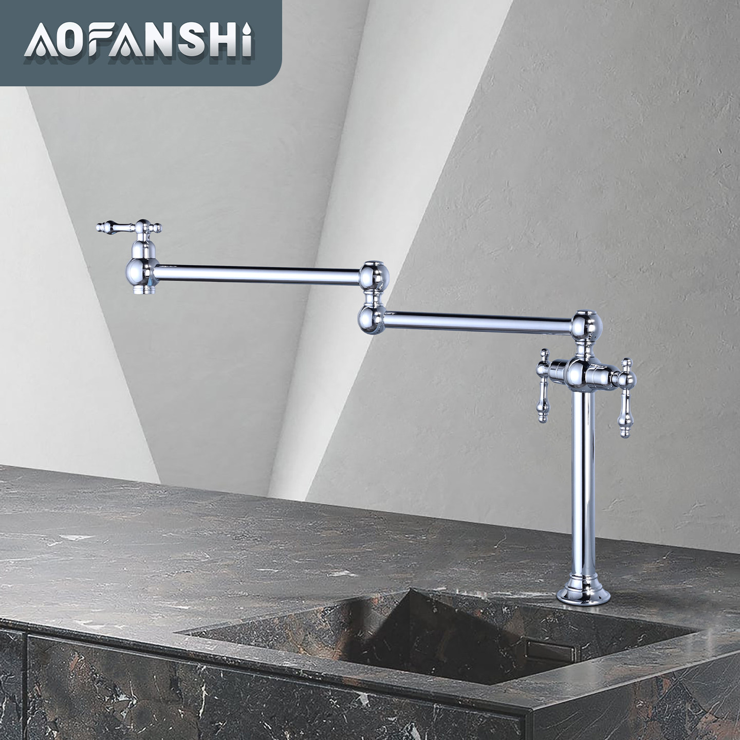 奥凡仕全铜洗菜盆水槽厨房汤锅注水冷热水加高长伸缩折叠龙头单孔,家装主材,厨房龙头,淘宝优惠券,粉丝福利购,淘宝优惠卷