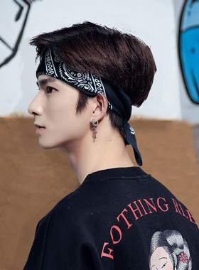 头带男韩国潮人街头嘻哈头巾发箍洗脸跑步篮球吸汗运动束发带方巾