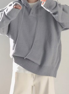 lilbetter25AW秋冬款加厚连帽毛衣男潮流英伦学院休闲宽松针织衫