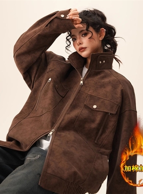 libetter25AW新款得物抖音品质加棉加厚保暖休闲扎染皮衣宽松外套