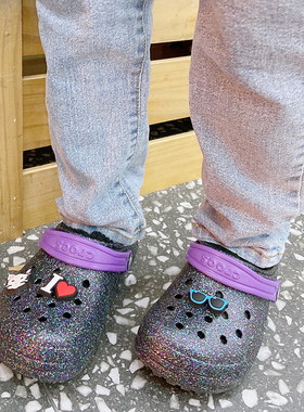 Crocs卡骆驰亲子暖棉居家拖鞋205842加绒包跟轻便休闲鞋 205937