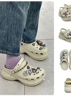 Crocs卡骆驰新款女鞋摇滚玫瑰/赤金跃马小鲸鱼BAE211532/213112