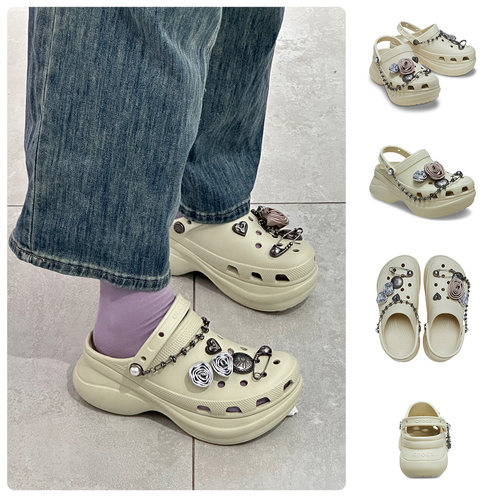 CROCS女鞋摇滚玫瑰小鲸鱼洞洞鞋