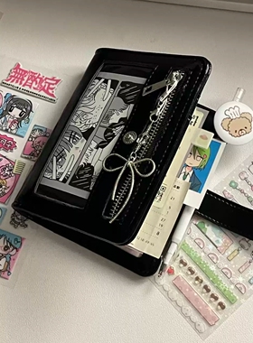 日系黑色开窗皮质m5活页本高颜值学生便携diy手账本笔记本记事本