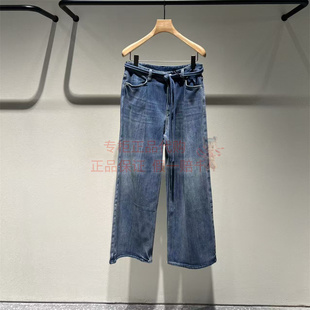 现货 商场同款LESS2025冬宽松休闲直筒阔腿牛仔裤女2PBE17450系带