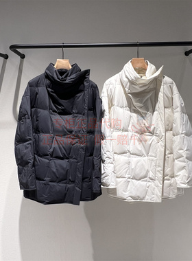 现货 商场同款LESS2025年冬 中长款白鹅绒方格羽绒服女2PAC17780