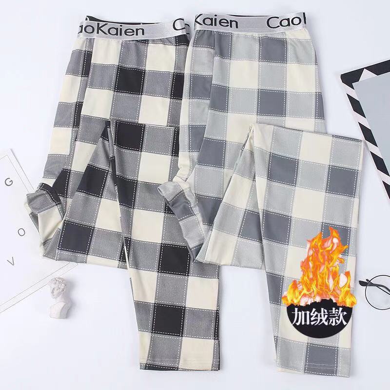 秋裤男潮流韩版学生修身薄款加绒九分青少年个性打底保暖衬裤线裤