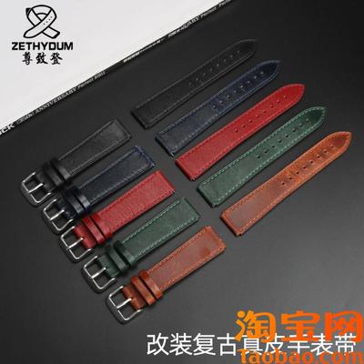 改装复古真牛皮表带适配卡西欧p小方块A158W/A168/f91w/AE-1200WH