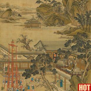 佚名乾隆帝元宵行乐图国画人物绢画艺术微喷.复制画仿古画装饰画