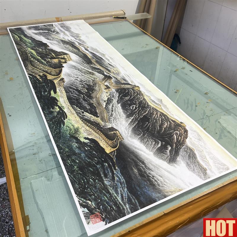 画客厅装饰山水D画办公室挂画会议室高仿真长城字画定制横幅