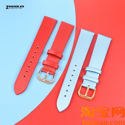 绢丝真皮手表带女薄纤细手表链适用DW天王阿玛尼满天星T141618mm