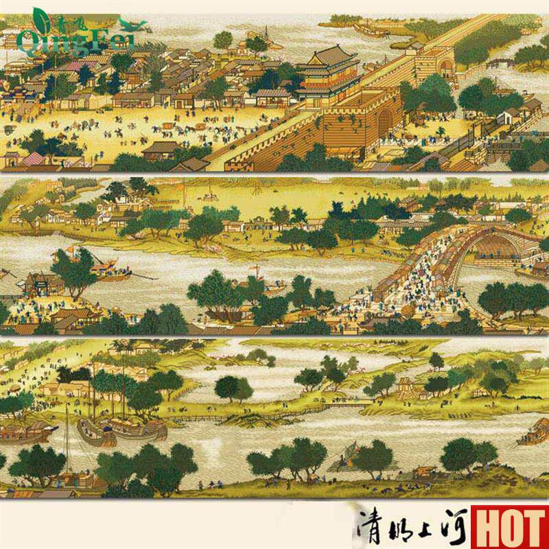 飞精准古娟布清明上河图十字绣f全景6米满绣22米3米客厅风景大画