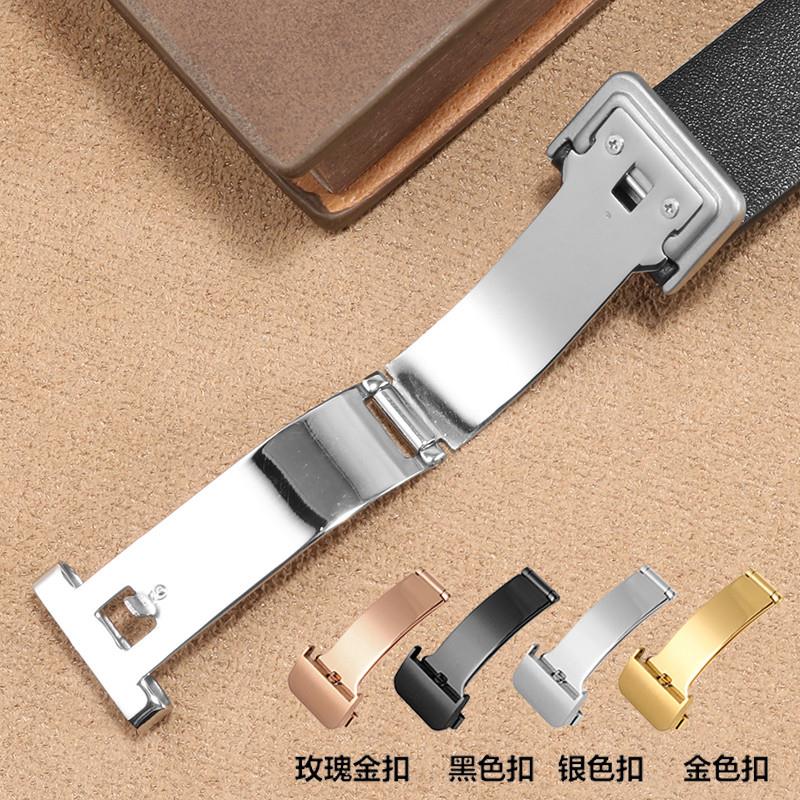 真皮手表带女适配天梭浪琴卡西欧欧米茄天王美度牛V皮男折叠扣表