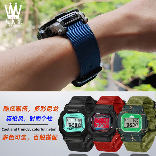 适配casio卡西欧小方块DW-560x0/5610 GW-B5600改装尼龙帆布手表