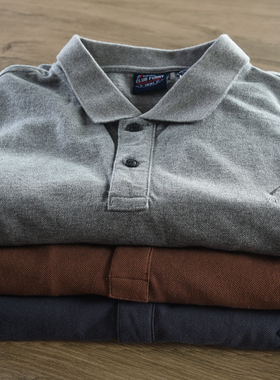 男士短袖polo衫2024新款t恤夏季美式翻领衬衫灰色纯棉大码衣服体