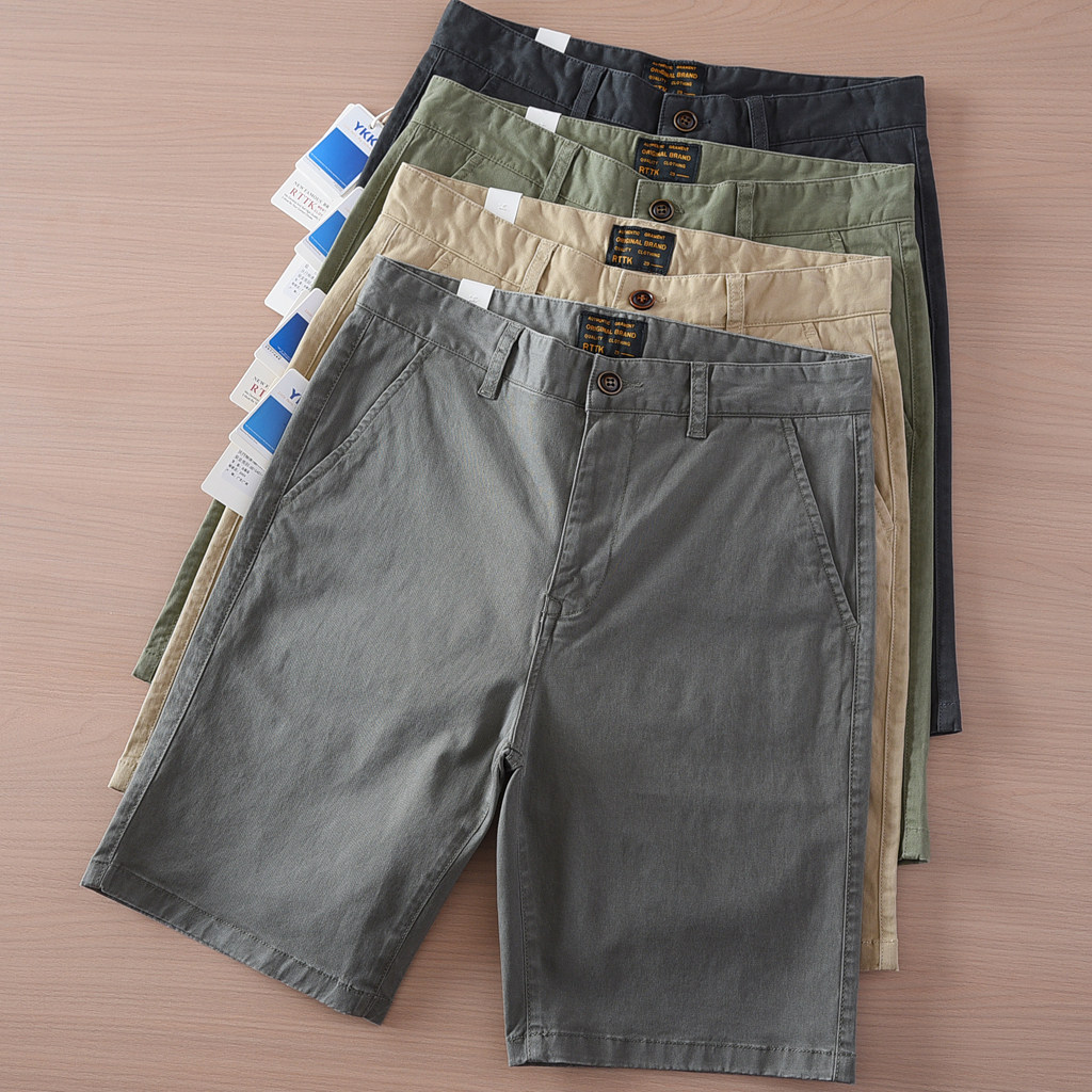 2025夏季新款潮流复古休闲短裤男水洗纯棉日系五分裤修身直筒中裤,男装,短裤,淘宝优惠券,粉丝福利购,淘宝优惠卷