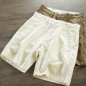 男士 休闲西装 2024新款 白色短裤 夏季 美式 品牌高级感4分短裤 全棉天