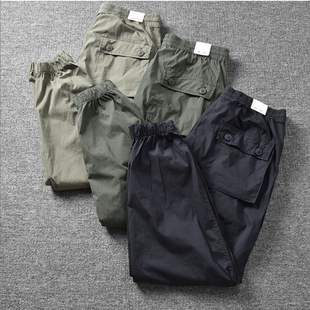 速干弹力束脚裤 夏季 休闲9分裤 日系复古自然水洗纯棉男士 潮 轻薄裤