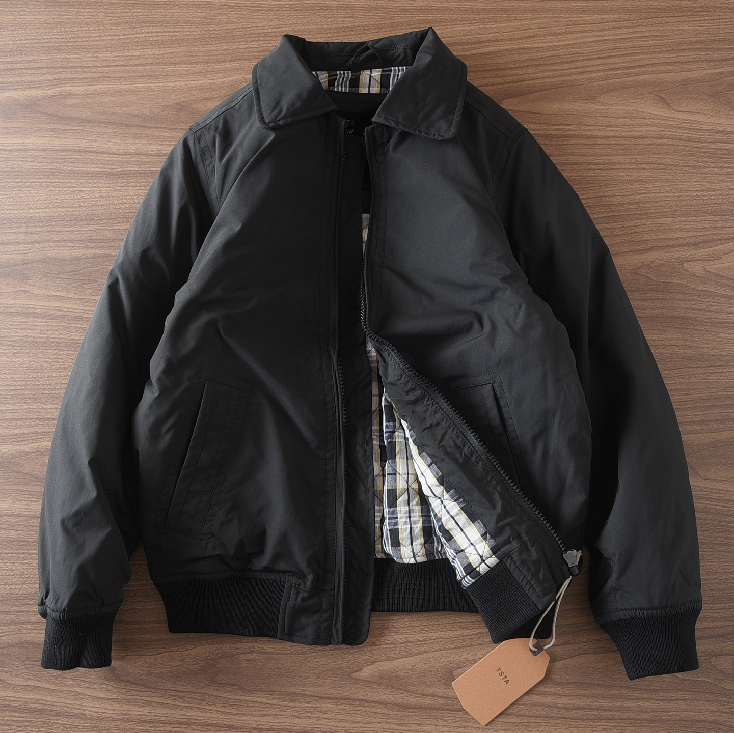 333#美式休闲简约冬季夹棉加厚保暖防风夹克外套男黑色棉服棉衣男