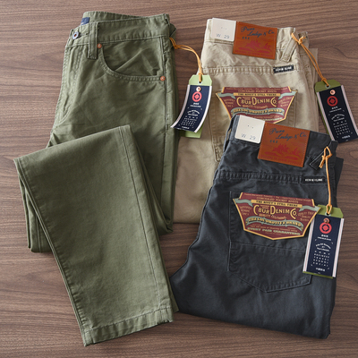 2025春秋新款美式复古水洗纯棉赤耳布肌理面料直筒休闲长裤子男款