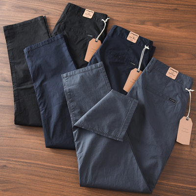 2025春夏薄款纯棉休闲裤男直筒宽松高端休闲男士微弹水洗复古长裤