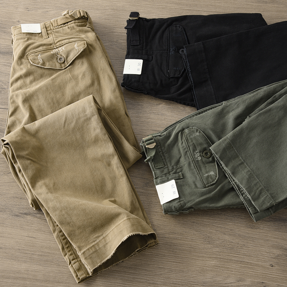 春秋美式复古重磅加厚休闲工装裤