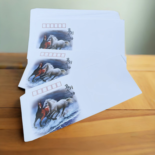 美术信封彩图版5号左开口集邮邮寄首日封加厚2026马年骏马图片封