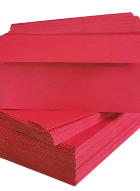 红色信封西式空白加厚150克红欧式后开口A4大红色里外红定制信封