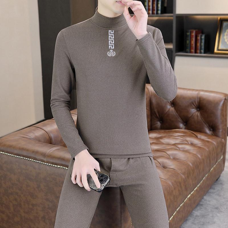 皮尔卡丹高档男士恒温发热德绒保暖内衣套装冬防寒半高领秋衣秋裤
