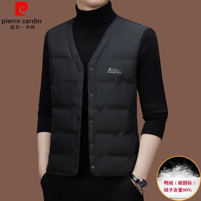 皮尔卡丹高档男士秋冬新款羽绒马甲内穿坎肩中年轻薄背心马夹男装